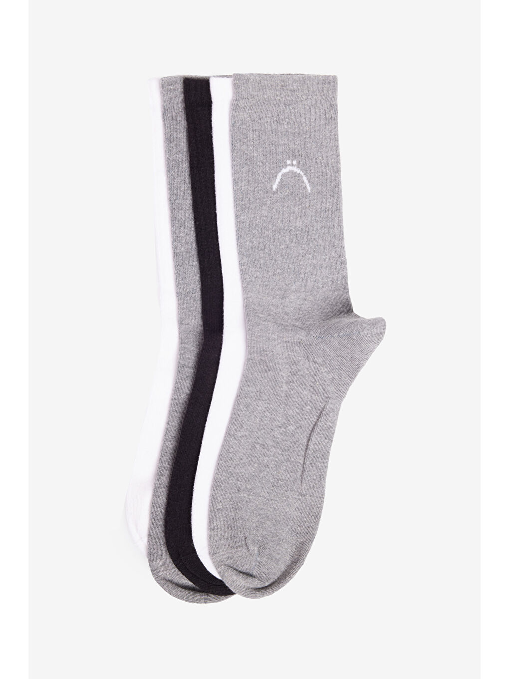 Erkek Siyah-Beyaz-Gri Desenli 5'li Soket Çorap-2