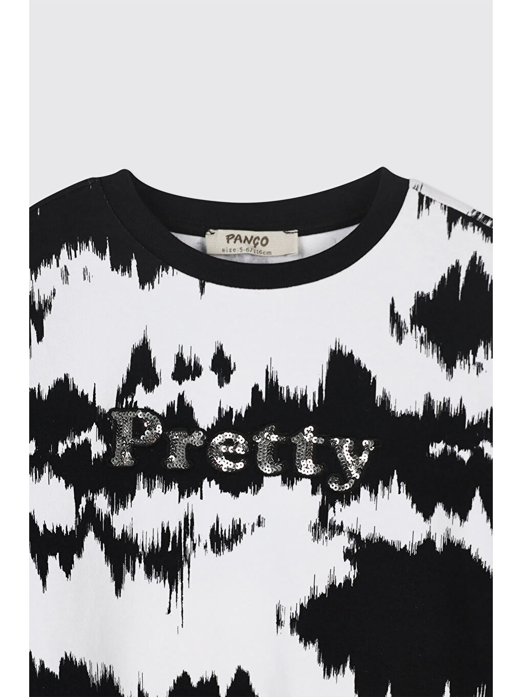 Kız Çocuk Pul Nakışlı Desenli Sweatshirt Beyaz-7