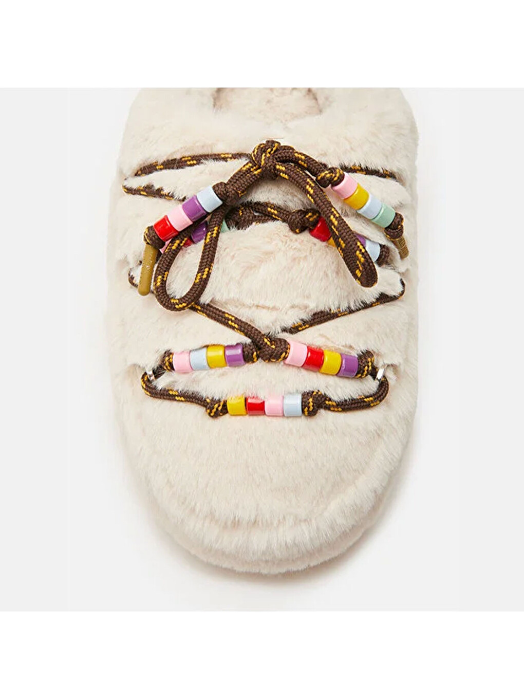 Bej Kadın Terlik 80d1460250-l002 Mule Faux Fur Beads Cream-3