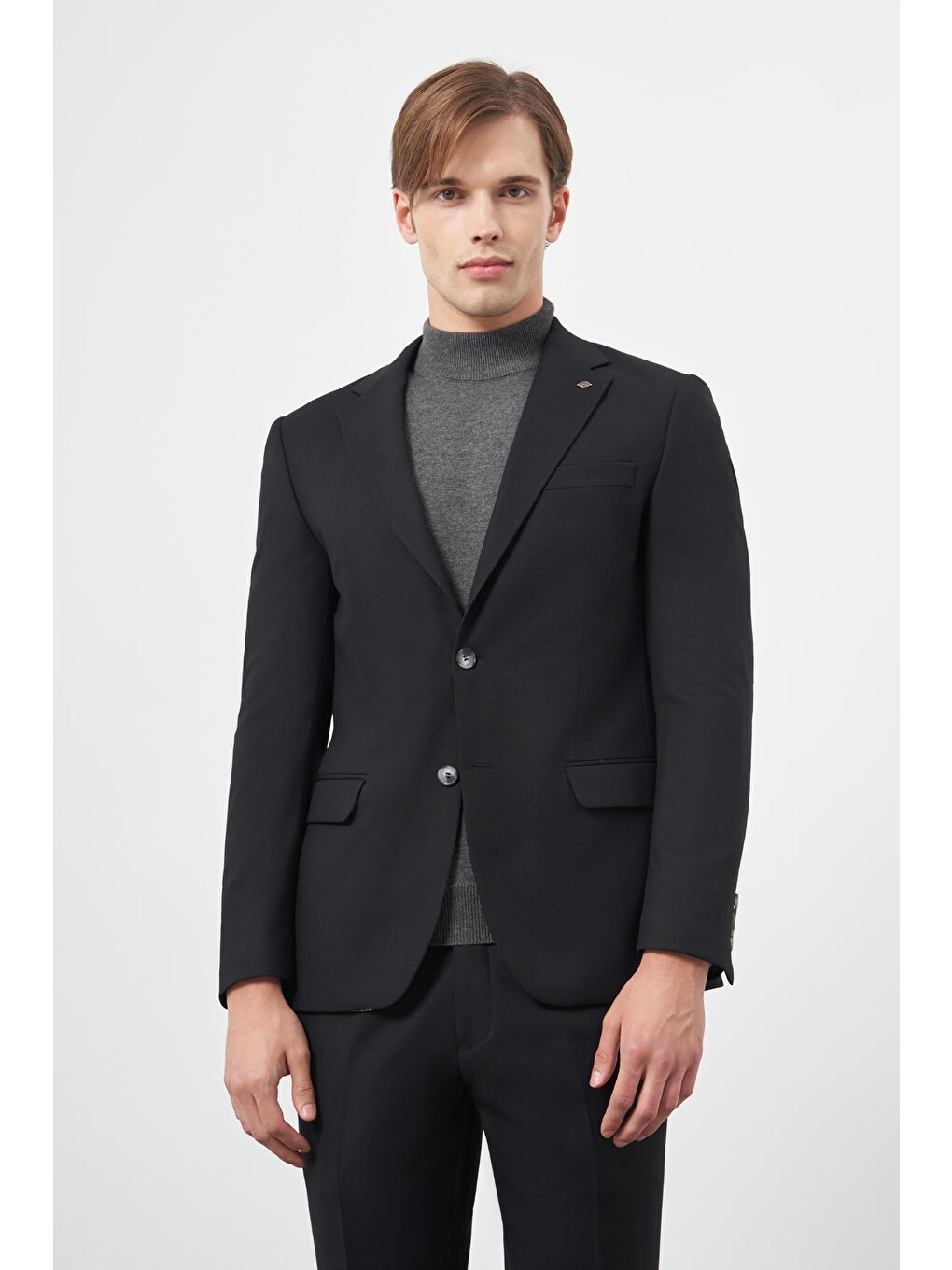 Siyah Armürlü Mono Yaka Tam Astar Esnek 6 Drop Slim Fit Classic Takım Elbise 1001245175