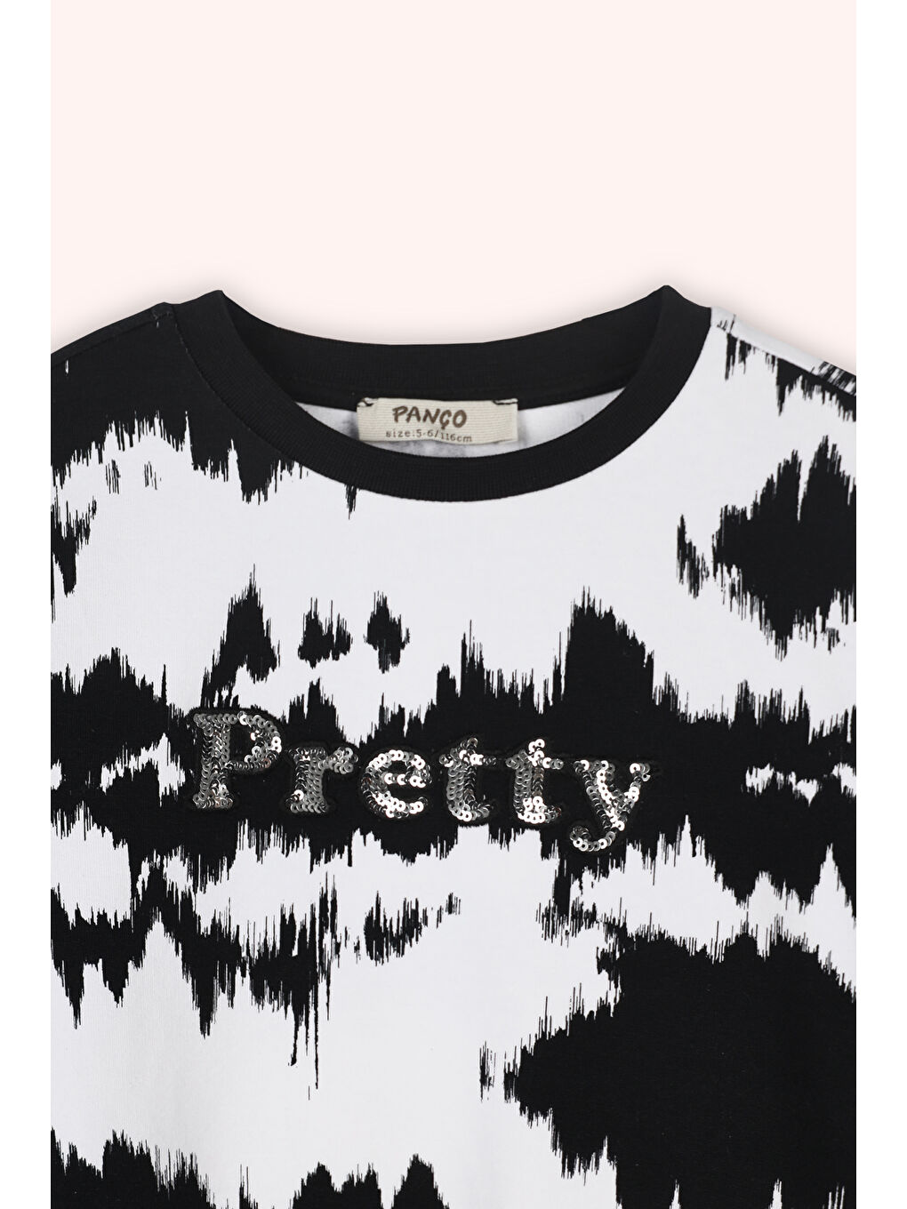 Kız Çocuk Pul Nakışlı Desenli Sweatshirt Beyaz-8