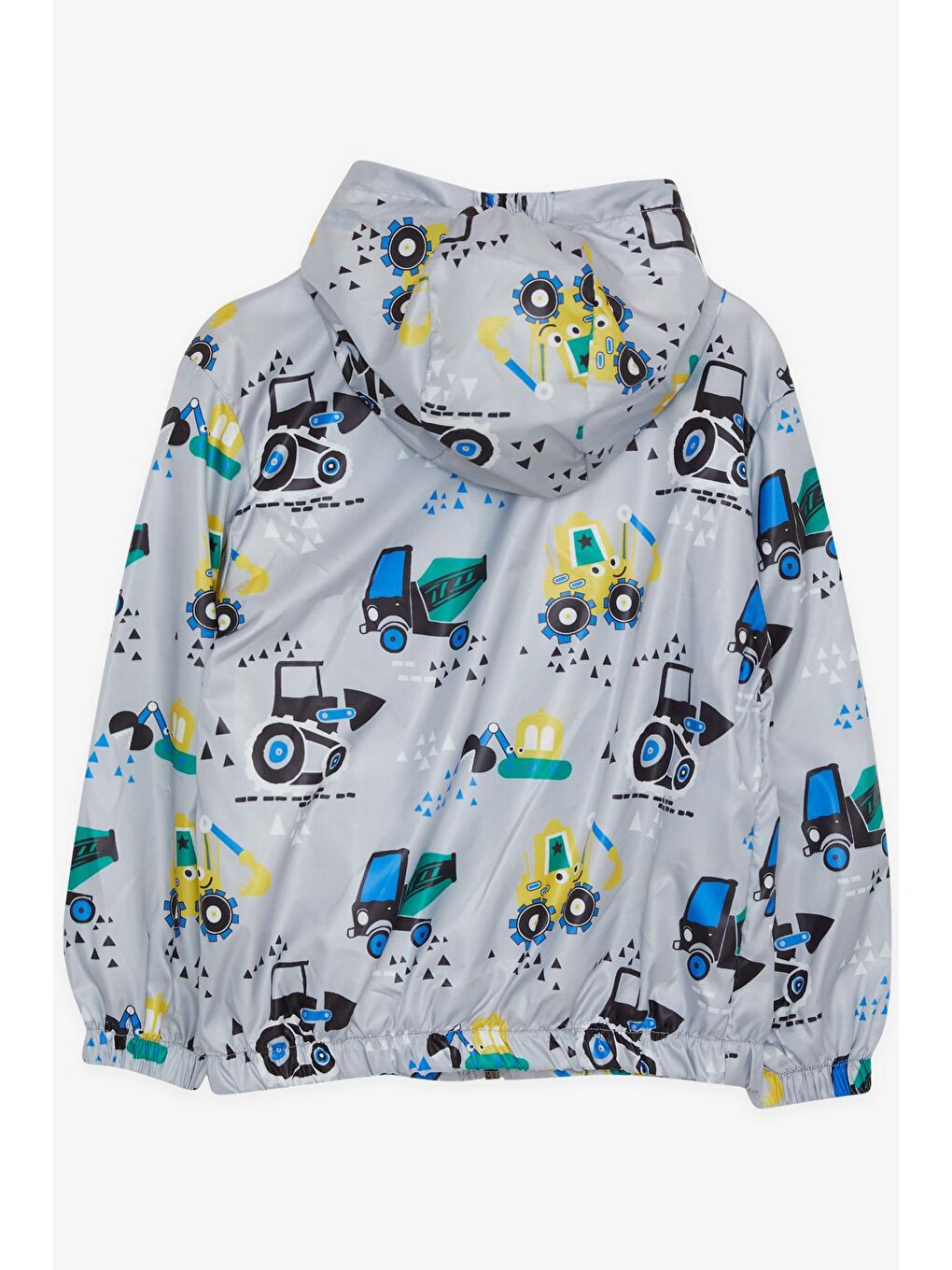 Erkek Çocuk Yağmurluk Neşeli İş Makinaları Desenli Gri (1-2 Yaş)-2