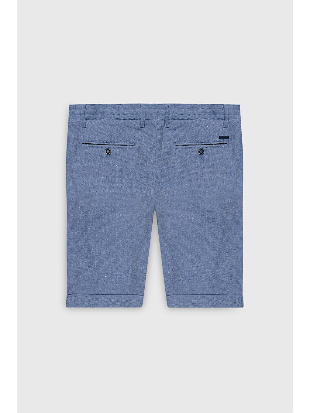 Erkek Lacivert Slim Fit Dar Kesim Yan Cepli Gofre Desenli Şort-3