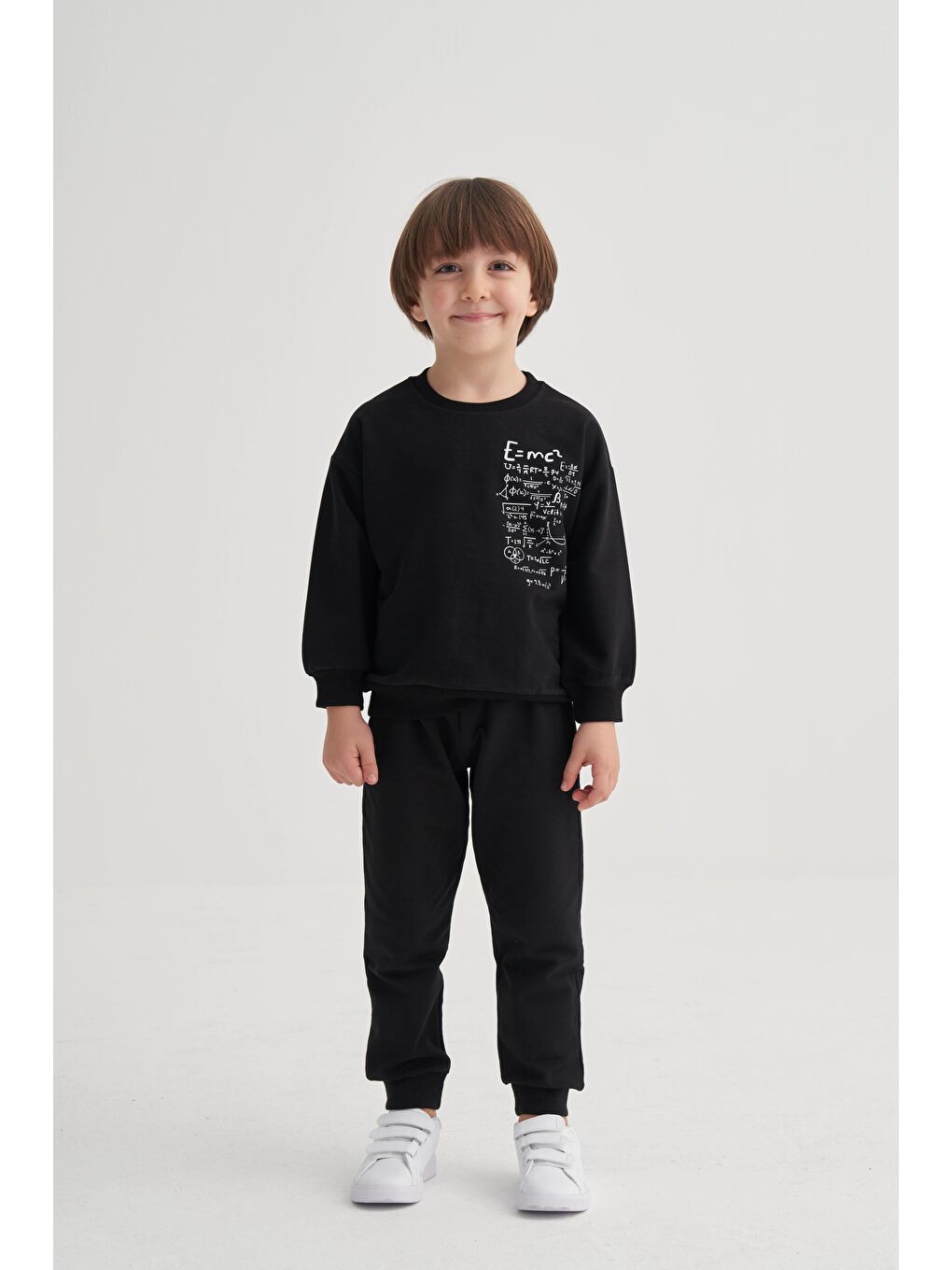 İşlem Baskılı Eşofman Takım 2-7 Yaş Siyah