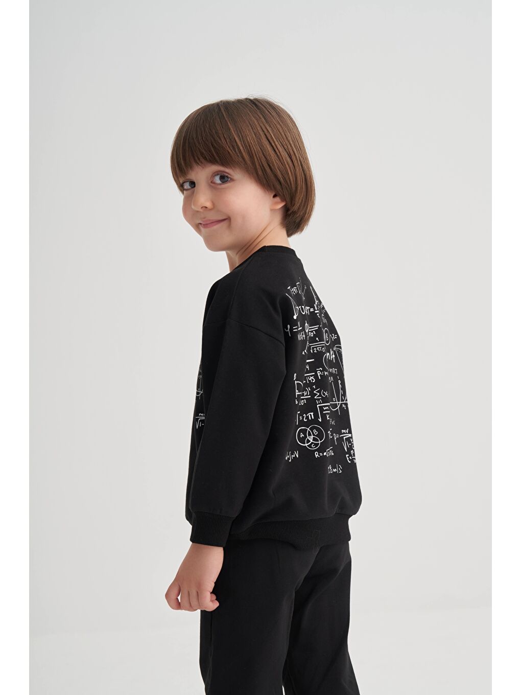 İşlem Baskılı Eşofman Takım 2-7 Yaş Siyah-1