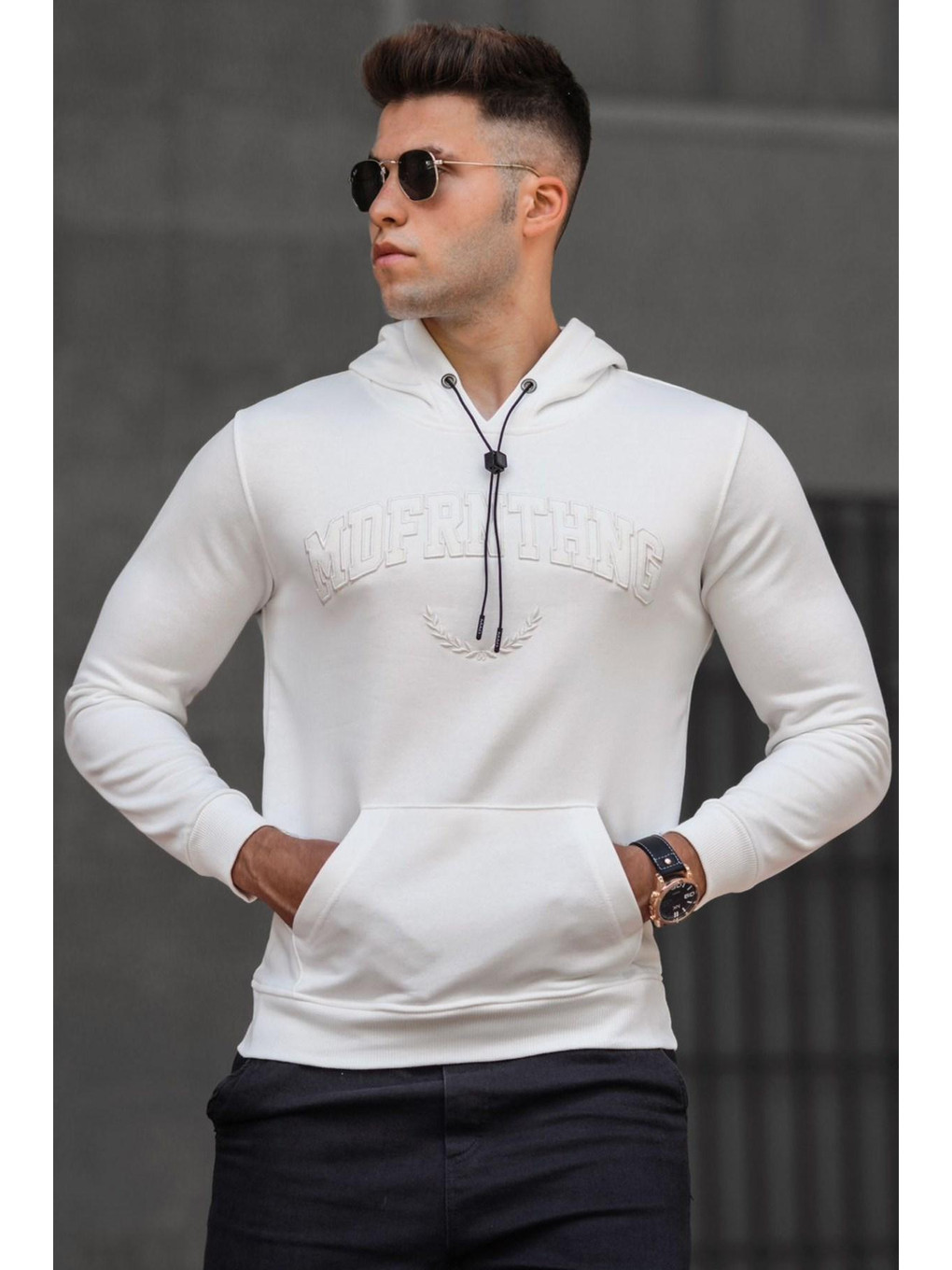 Ekru Kapüşonlu Sweatshirt 5289