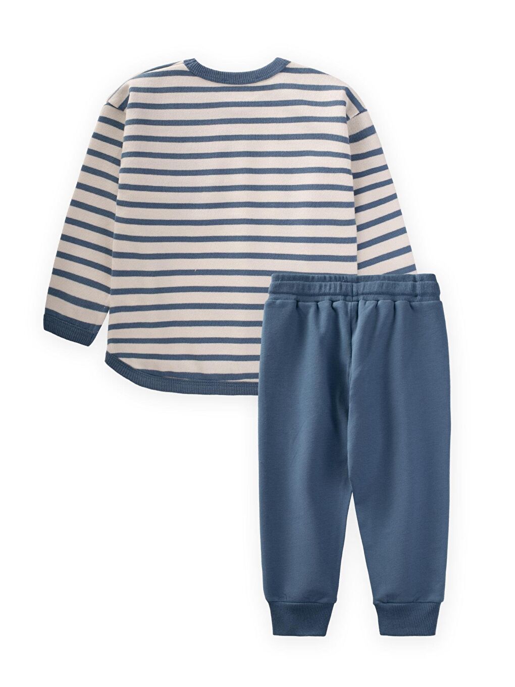 Çizgili Sweatshirt Takım 1-7 Yaş İndigo Mavi-2