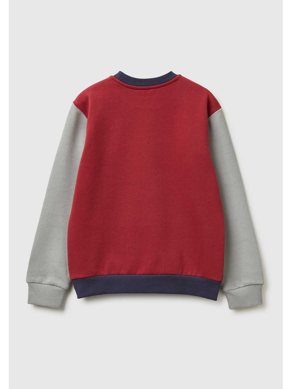 Erkek Çocuk Bordo-gri Önü Logo Baskılı Nervürlü Sweatshirt-1