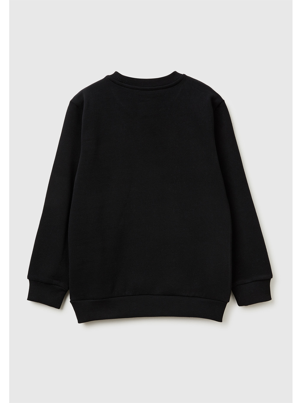 Erkek Çocuk Siyah Önü Logo Baskılı Nervürlü Sweatshirt-1