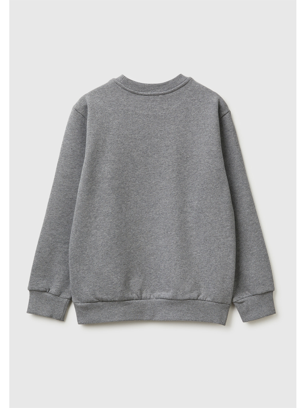 Gri Erkek Çocuk Antrasit Melanj Önü Logo Baskılı Nervürlü Sweatshirt-1