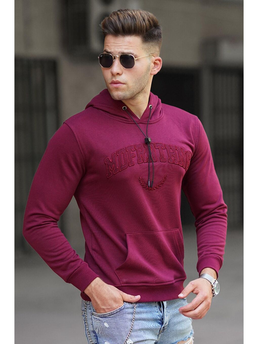 Madmext Bordo Kapüşonlu Sweatshirt 5289