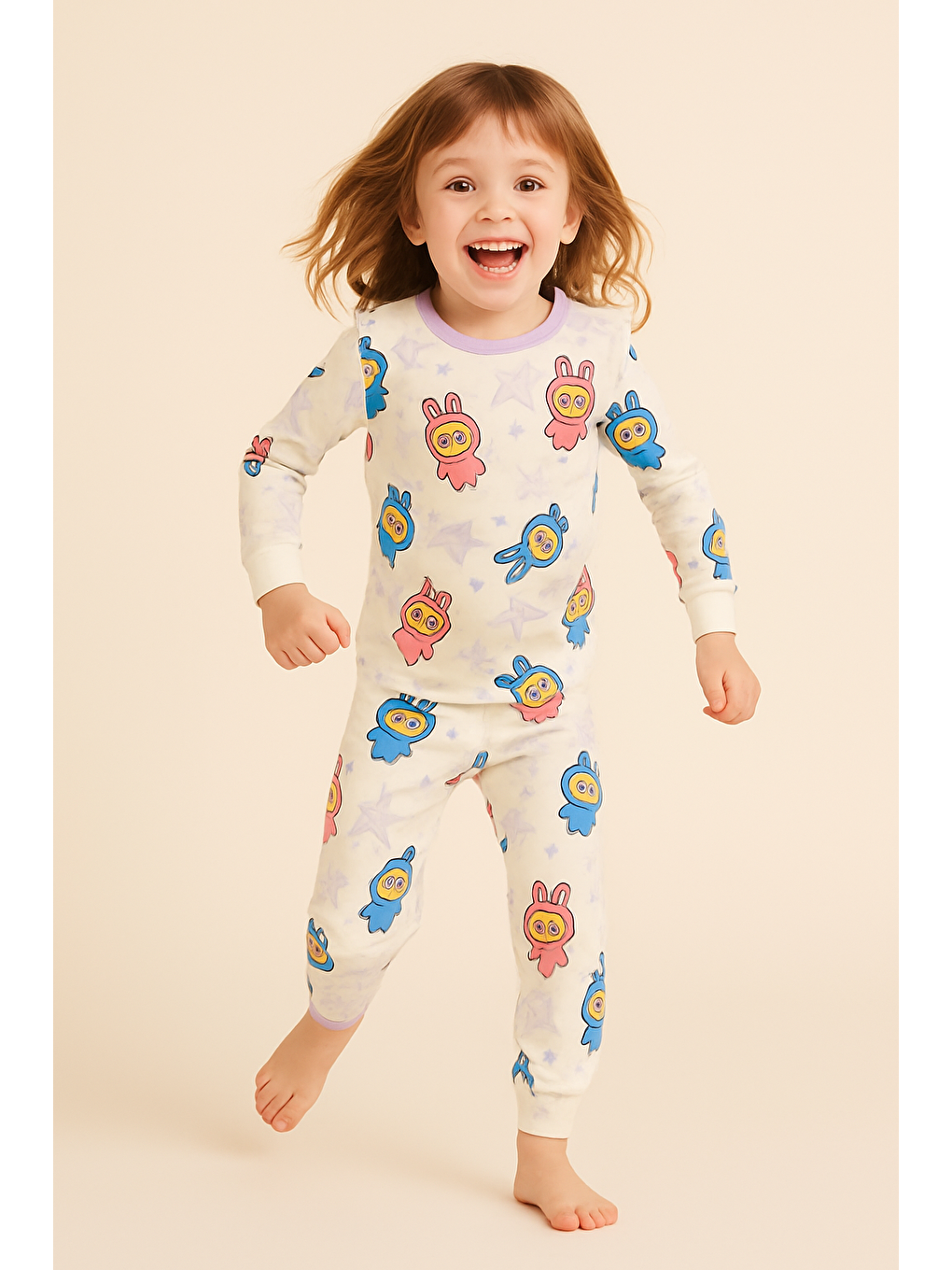 Karışık Kız Çocuk Desenli Pijama Takımı