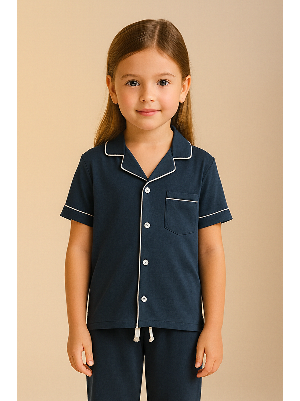 Lacivert Kız Çocuk Silver Pijama Takımı-1