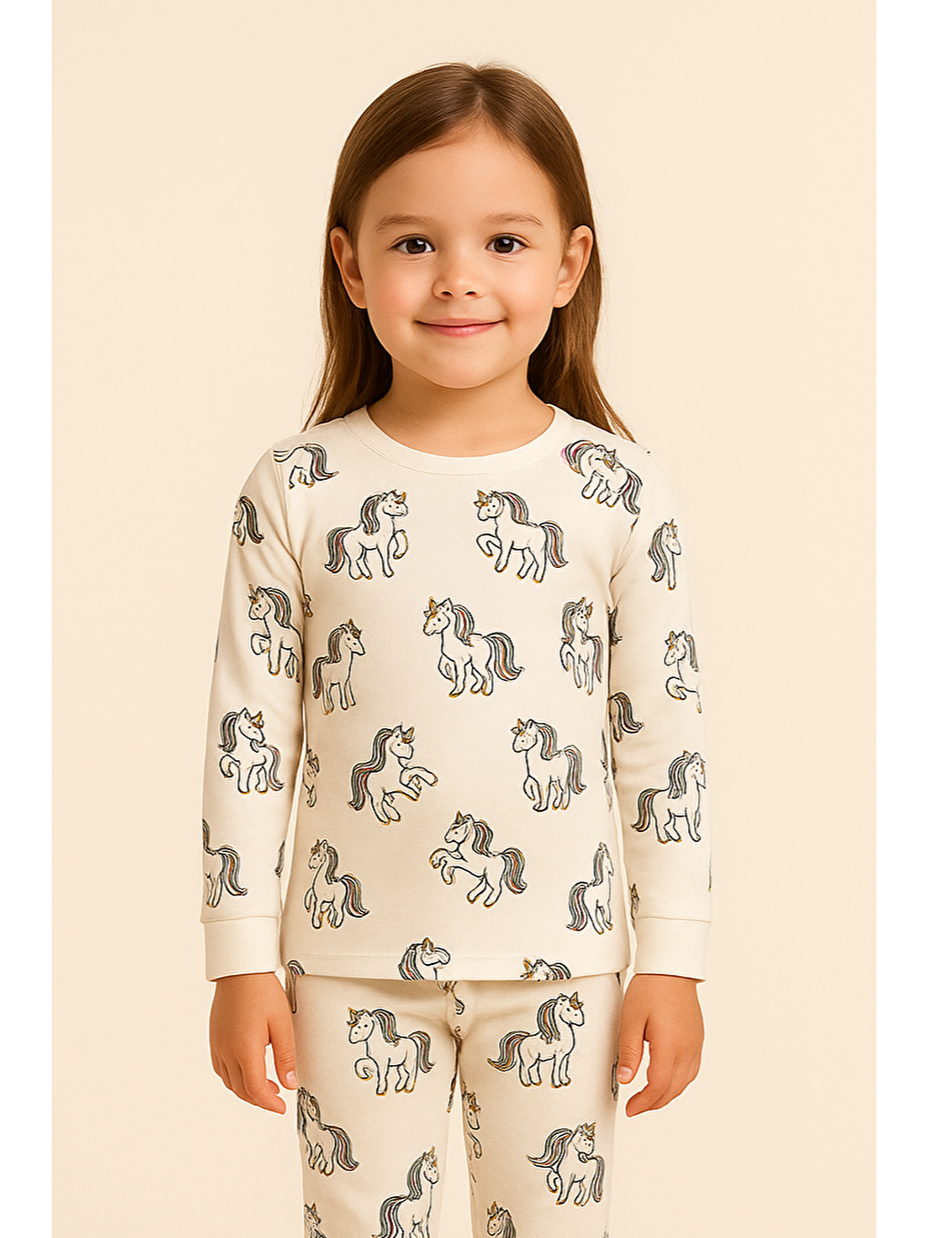 Karışık Kız Çocuk Desenli Pijama Takımı-1