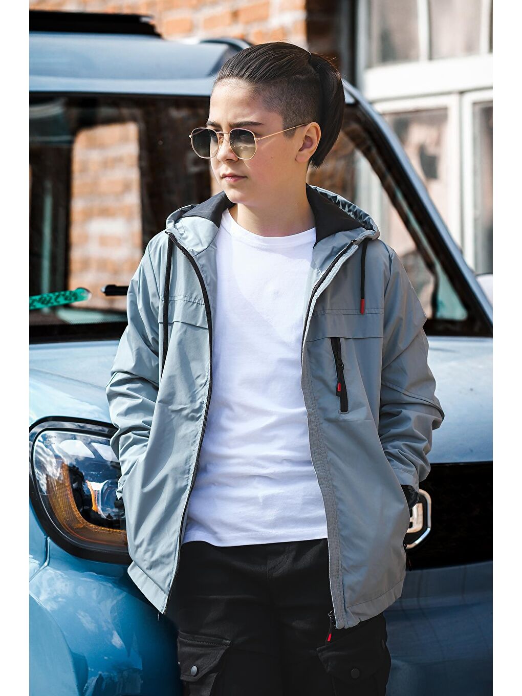 Yeşil Erkek Çocuk Kapüşonlu İçi Astarlı Cepli Mevsimlik Mont 2016-2