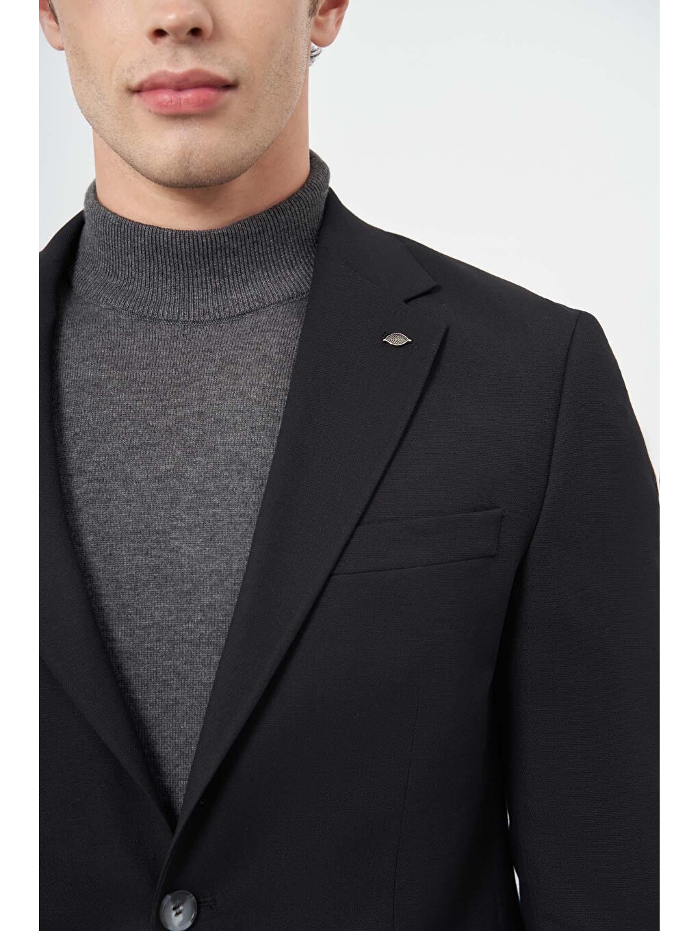 Siyah Armürlü Mono Yaka Tam Astar Esnek 6 Drop Slim Fit Classic Takım Elbise 1001245175-3