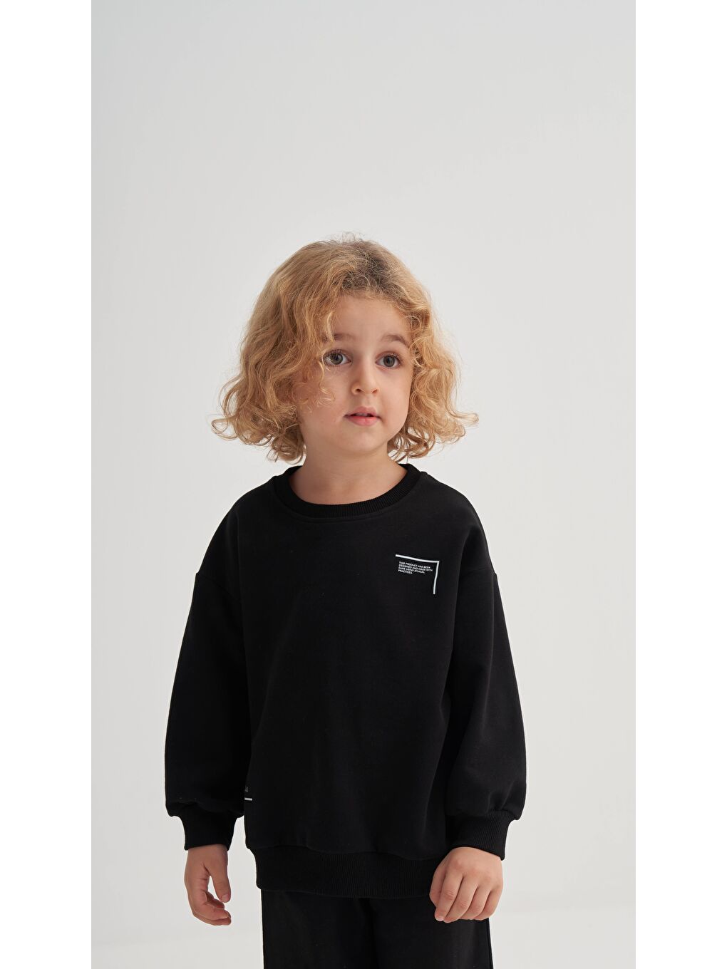 Düşük Kol Baskılı Eşofman Takım 2-7 Yaş Siyah-1