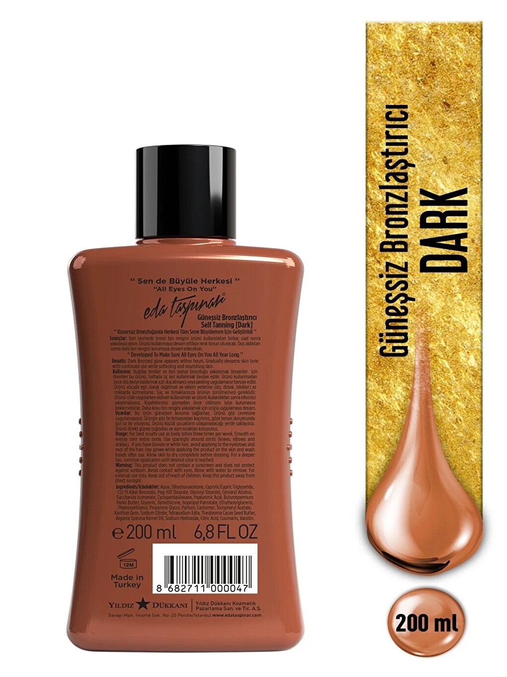 Dark Güneşsiz Bronzlaştırıcı Losyon Self Tanning Eldiven Hediyeli - 200 Ml-3
