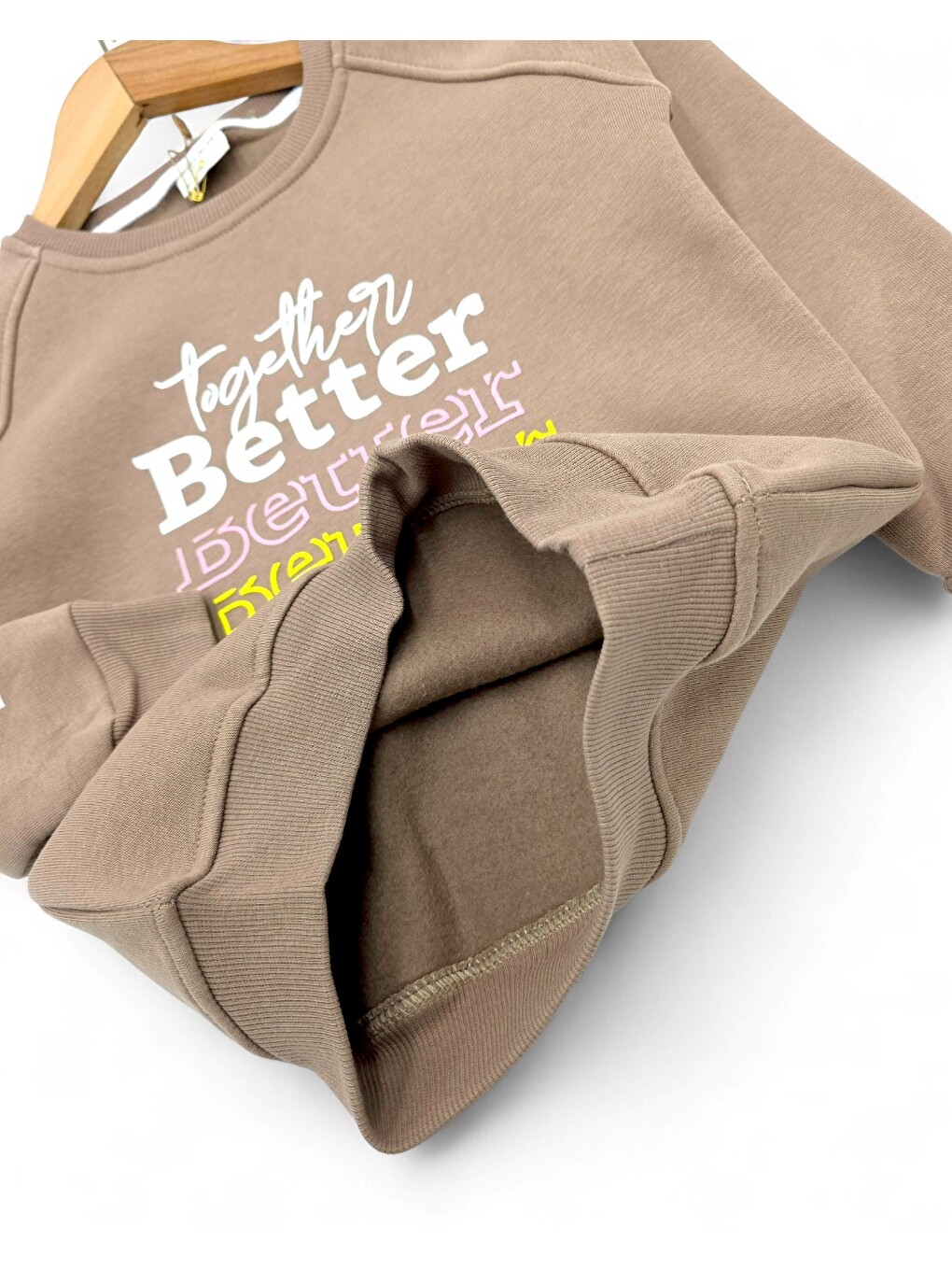 Bej Kız Çocuk Baskılı Eşofman Takımı-3
