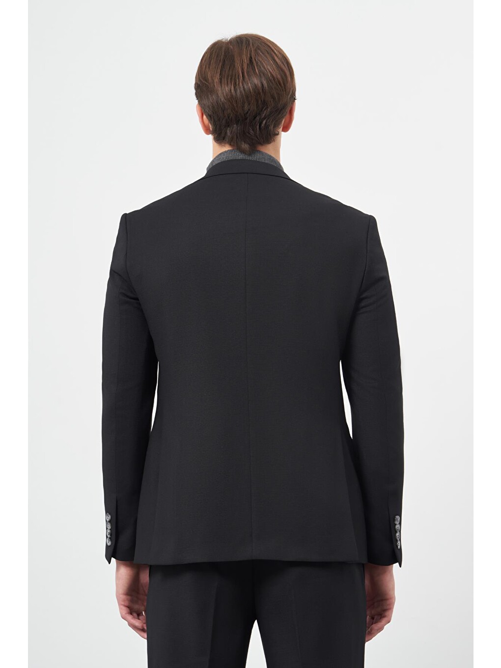 Siyah Armürlü Mono Yaka Tam Astar Esnek 6 Drop Slim Fit Classic Takım Elbise 1001245175-4