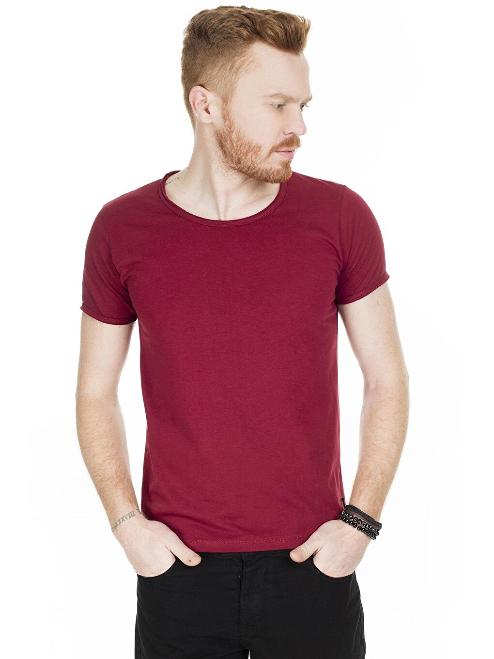 Buratti Bordo Bisiklet Yaka %100 Pamuk T Shirt 54175 - 2