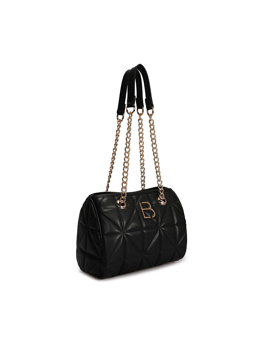 Siyah Kapitone Desenli Kadın El ve Omuz Çantası-3