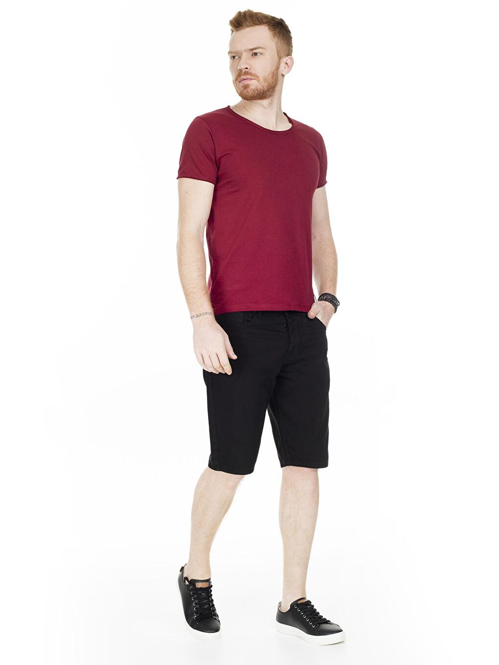 Buratti Bordo Bisiklet Yaka %100 Pamuk T Shirt 54175 - 4