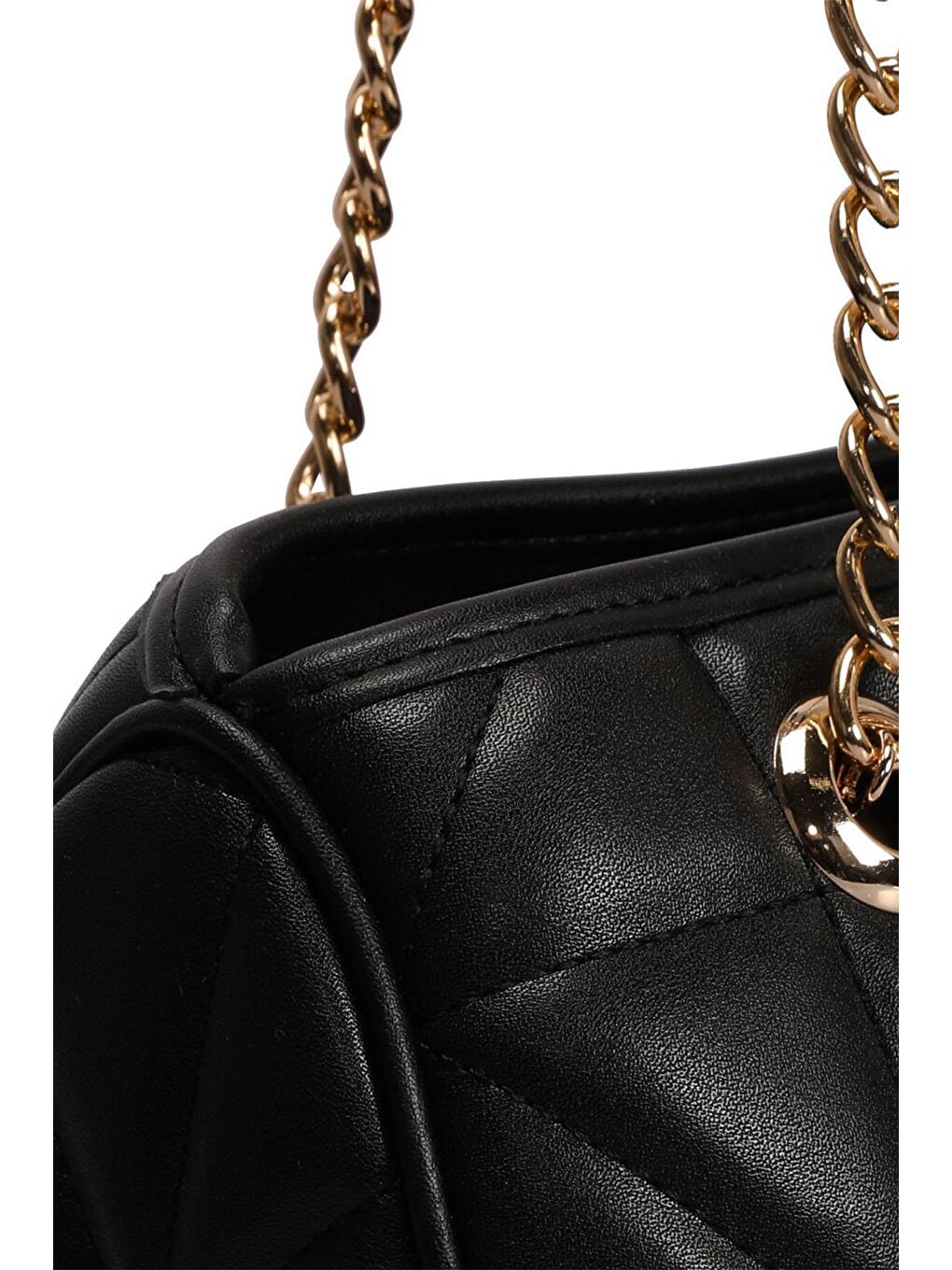 Siyah Kapitone Desenli Kadın El ve Omuz Çantası-6