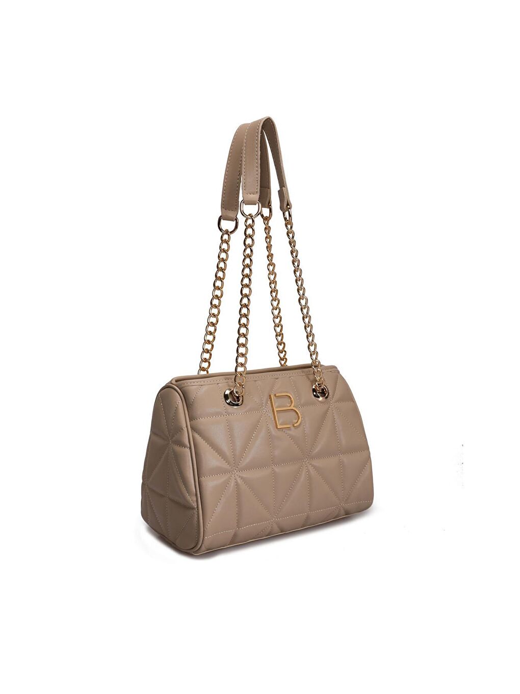 Gri Kapitone Desenli Kadın El ve Omuz Çantası-2