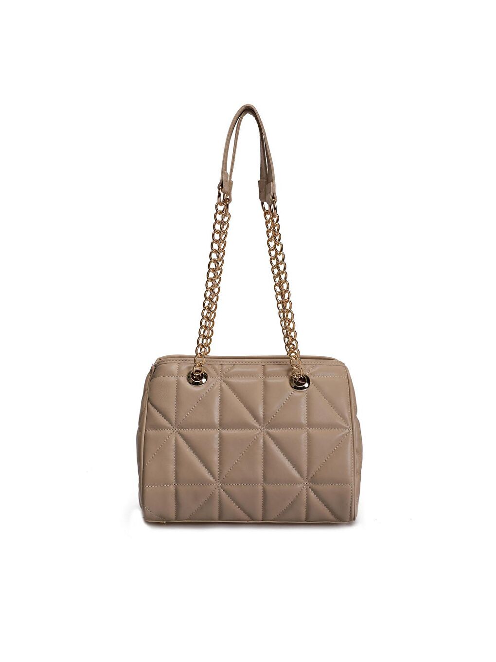 Gri Kapitone Desenli Kadın El ve Omuz Çantası-3