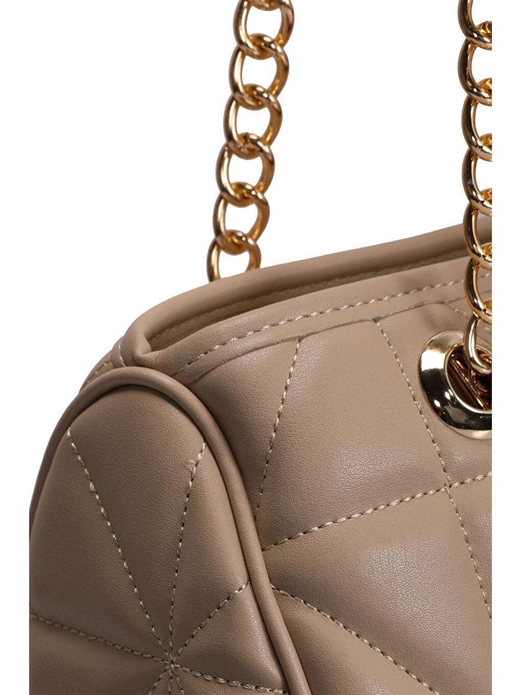 Gri Kapitone Desenli Kadın El ve Omuz Çantası-5