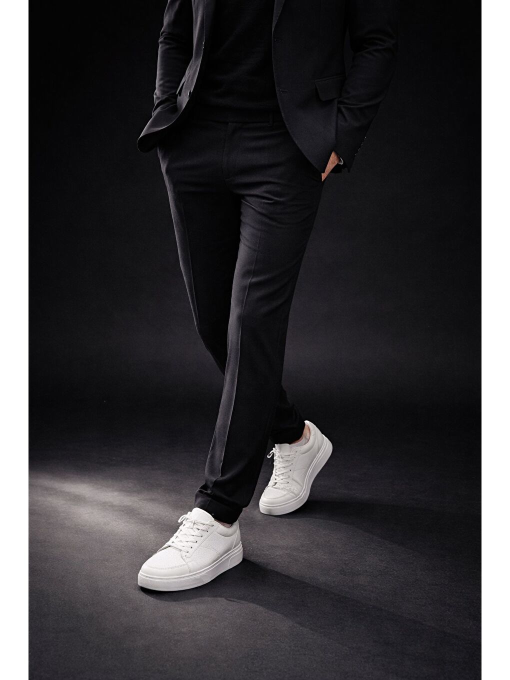 Beyaz LEONS Hakiki Deri Erkek Kalın Taban Bağcıklı Günlük Casual Sneaker-1