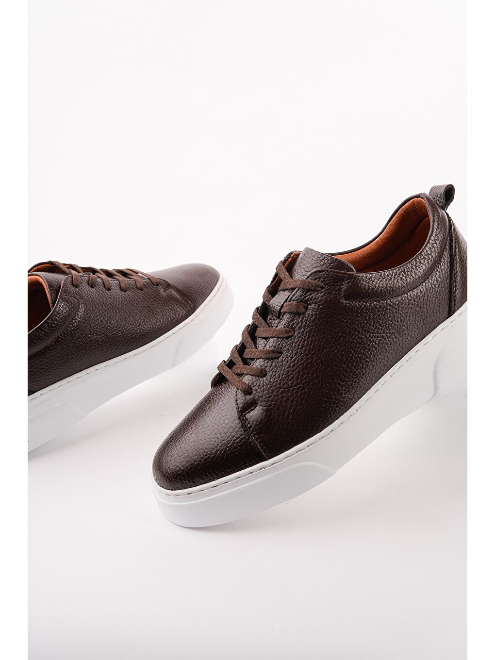 Kahverengi LEONS Hakiki Deri Erkek Kalın Taban Bağcıklı Günlük Casual Sneaker-2