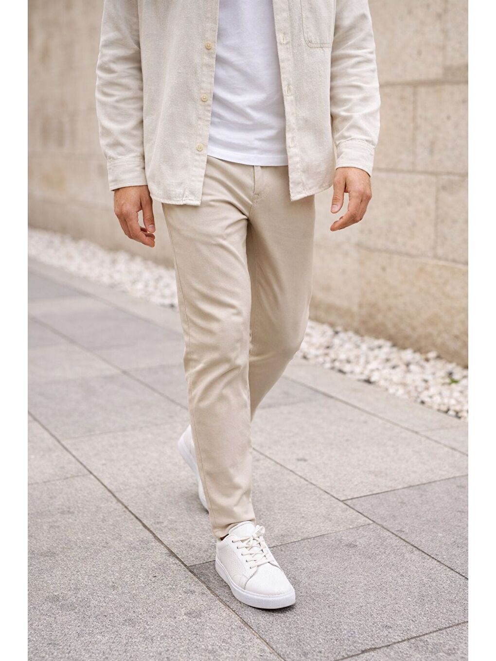 Beyaz LEONS Hakiki Deri Erkek Kalın Taban Bağcıklı Günlük Casual Sneaker-7