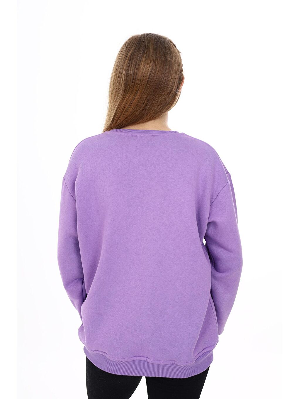 Mor Kız Çocuk Baskılı 3 İplik Sweatshirt 7-13 Yaş Lx287-3