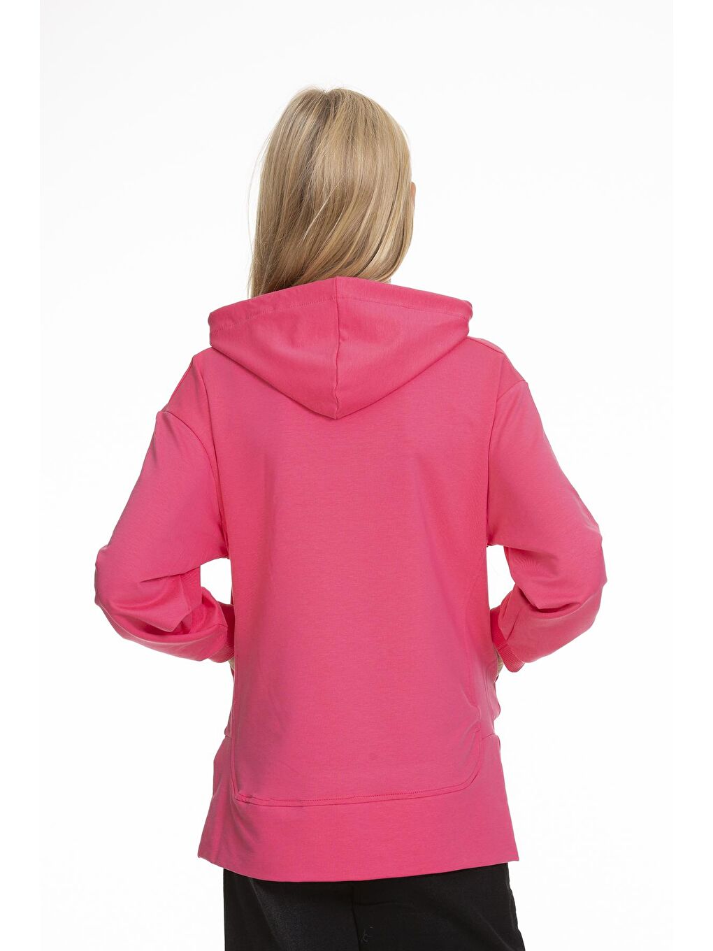 Pembe Kız Çocuk Kalp Baskılı Hoodie 9-14 Yaş Lx161-3