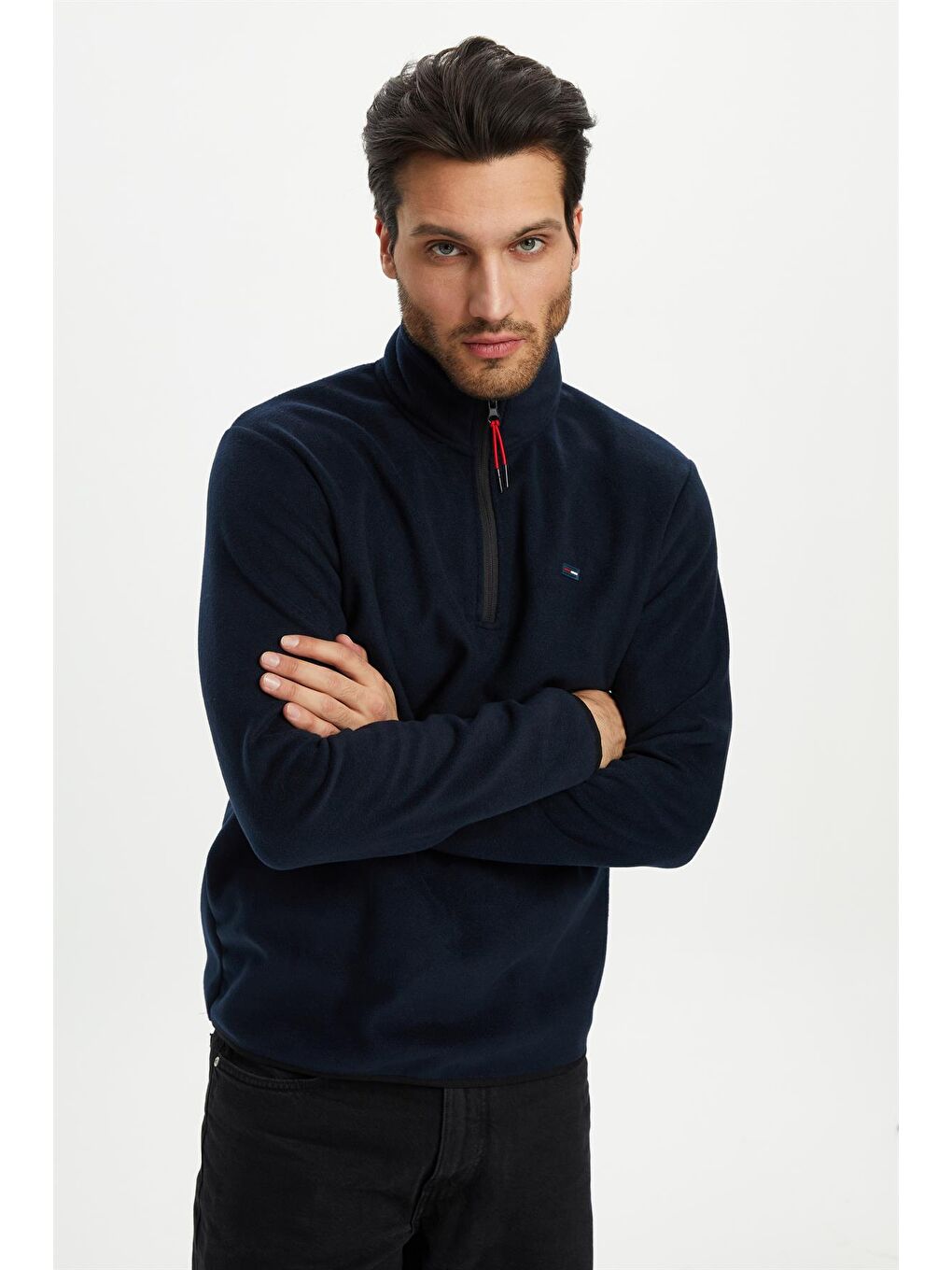 Lacivert Erkek Dik Yaka Yarım Fermuar Kışlık Sweatshirt PO-001-4