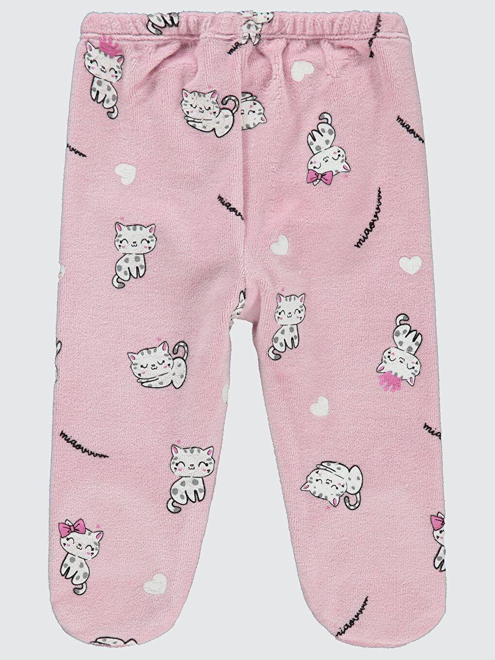 Baby Kız Bebek Kedi Desenli Patikli Tek Alt 1-6 Ay Pembe-1