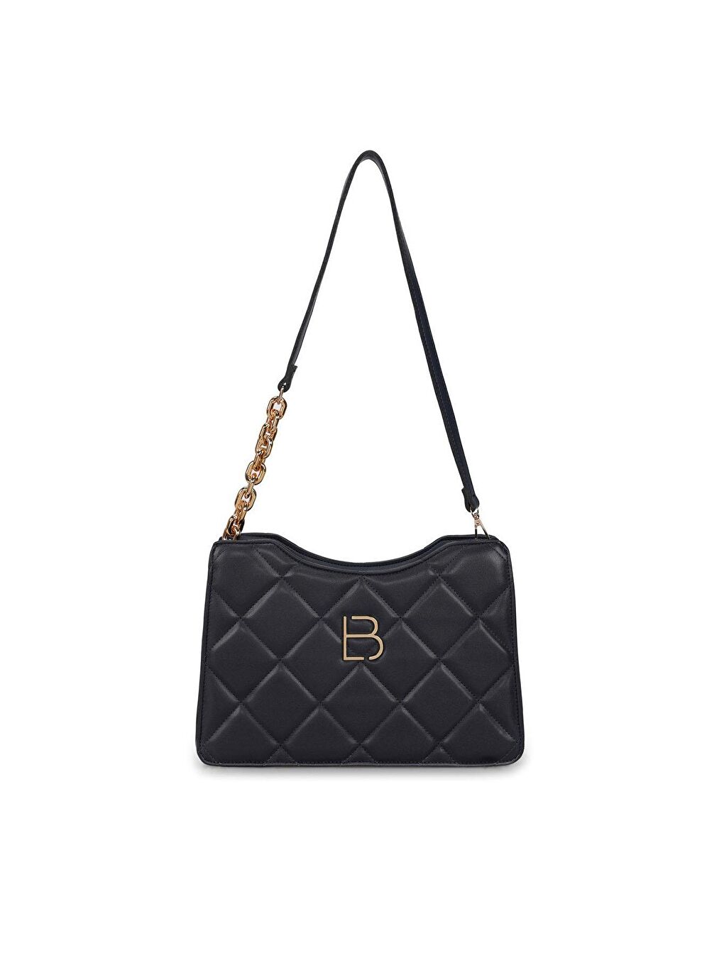 Lacivert Kadın Zincir Detaylı Omuz Çantası-2