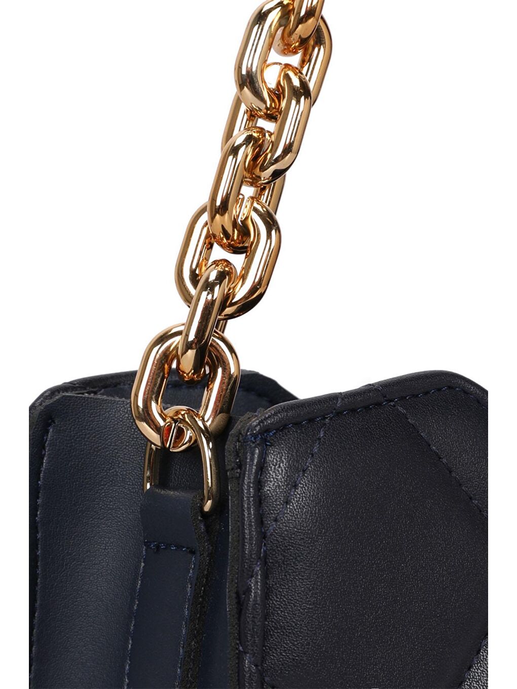 Lacivert Kadın Zincir Detaylı Omuz Çantası-5