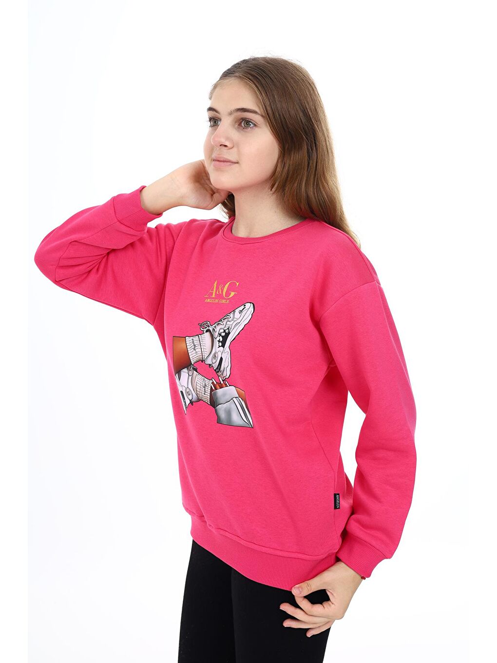 Fuşya Kız Çocuk Baskılı 3 İplik Sweatshirt 7-13 Yaş Lx287-1