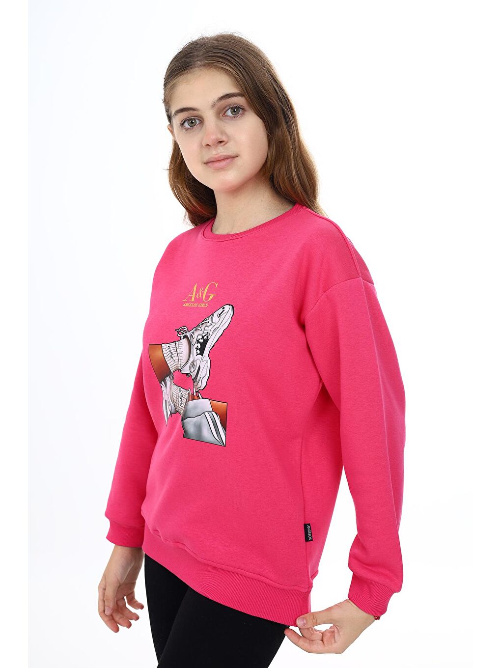 Fuşya Kız Çocuk Baskılı 3 İplik Sweatshirt 7-13 Yaş Lx287-2