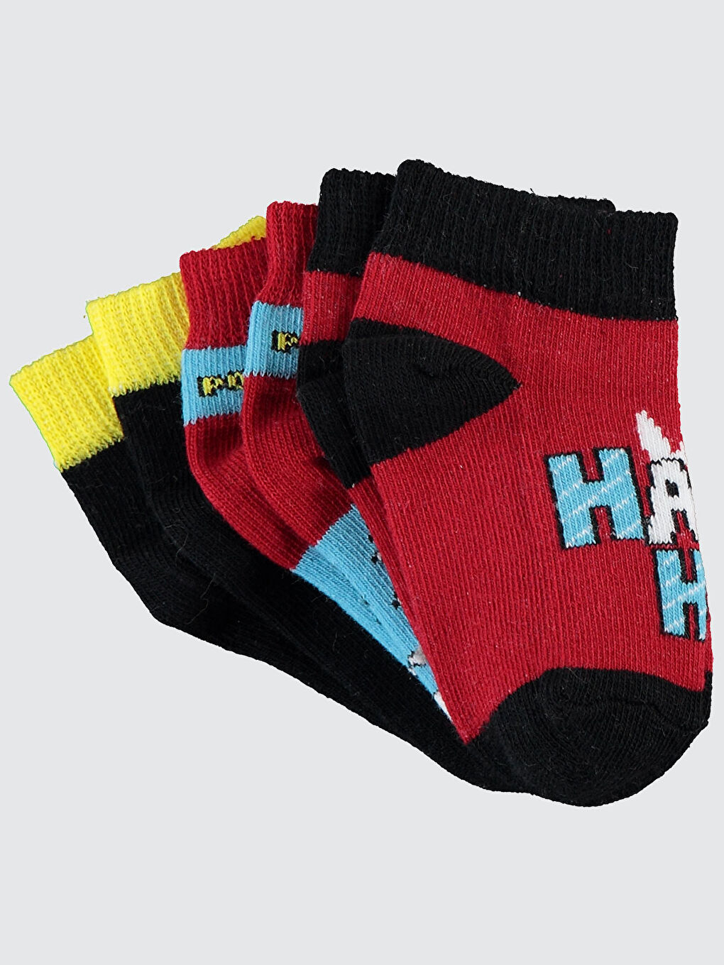 Kırmızı Boys Erkek Çocuk 3'lü Patik Çorap 2-12 Yaş Karışık Renkli-1