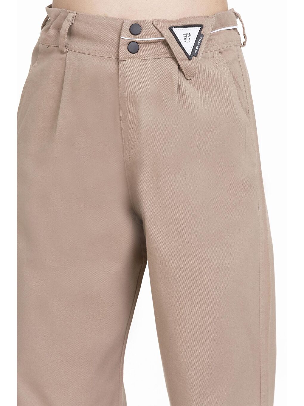 Kahverengi Kız Çocuk Beli Ayarlanabilir Gabardin Pantolon 9-14 Yaş Lx247-3