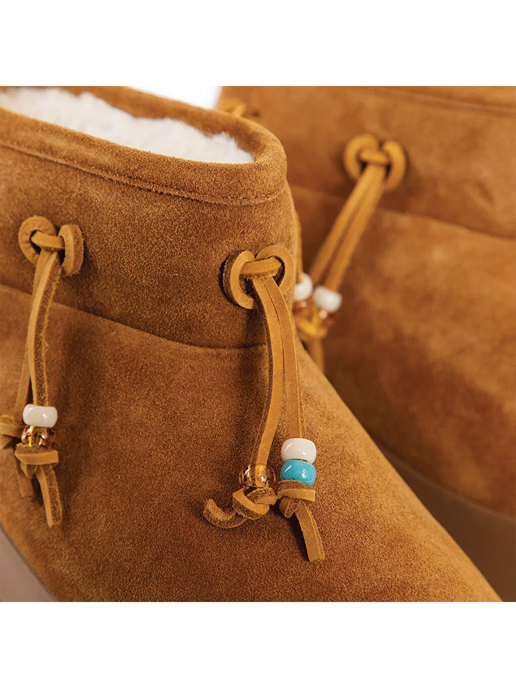 Kahverengi Kadın Kar Botu 80d2480100-m008 Luna Low Suede Beads Cognac-5
