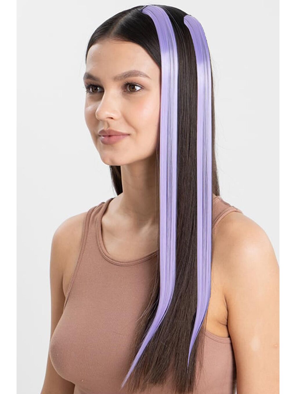 Lila Sentetik Çıt Çıtlı Saç 2'li Renkli-1