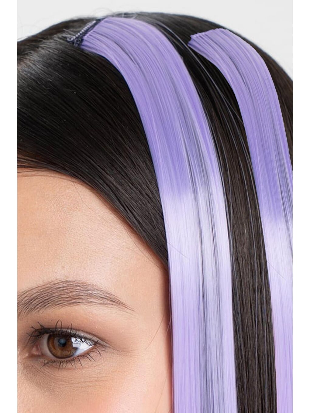 Lila Sentetik Çıt Çıtlı Saç 2'li Renkli-2