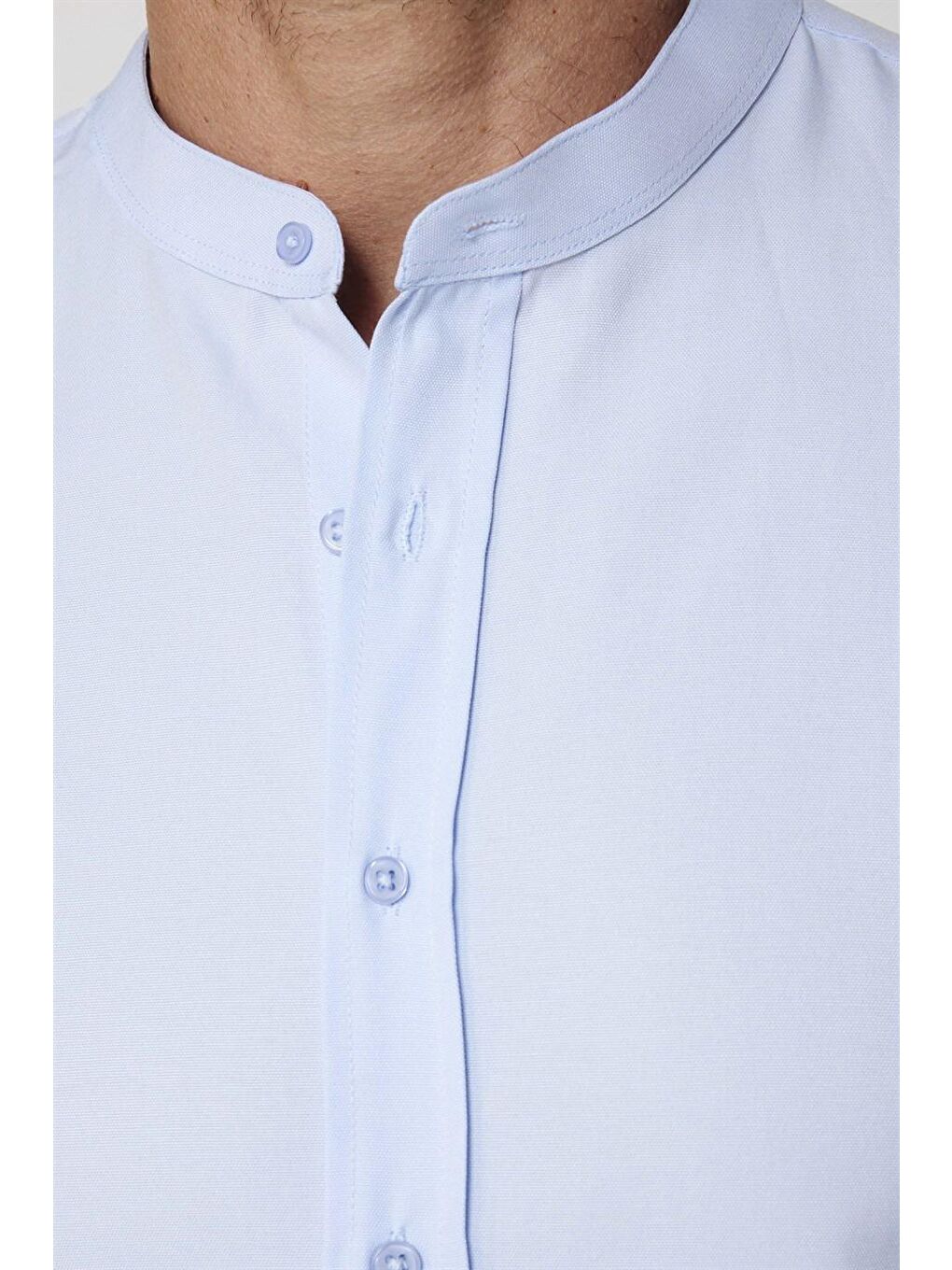 Slim Fit Hakim Yaka Pamuklu Kolay Ütü Erkek Mavi Gömlek-3