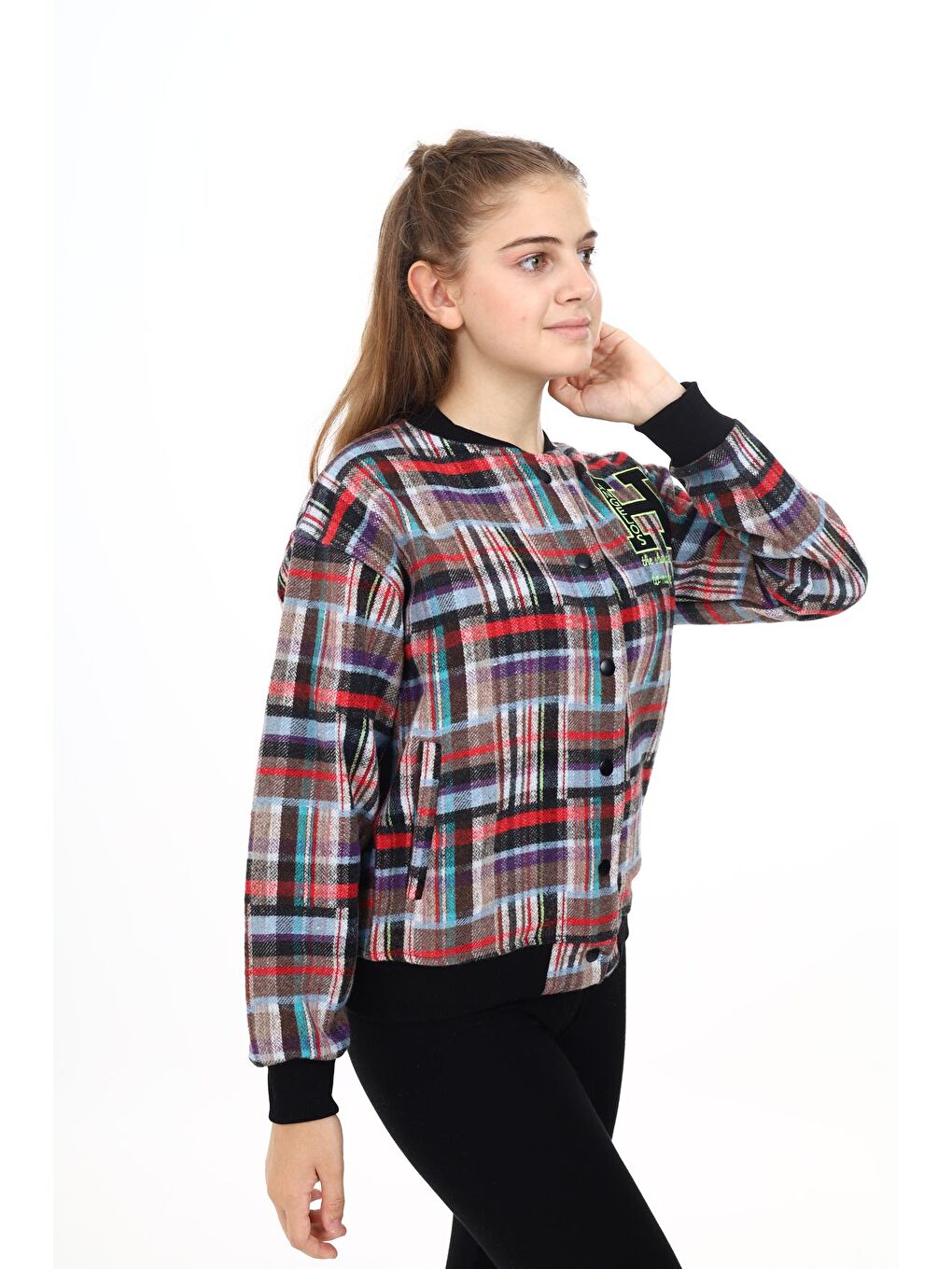 Mor Kız Çocuk Kolej Tarz Kaşe Ceket 7 -13 Yaş Lx286-2