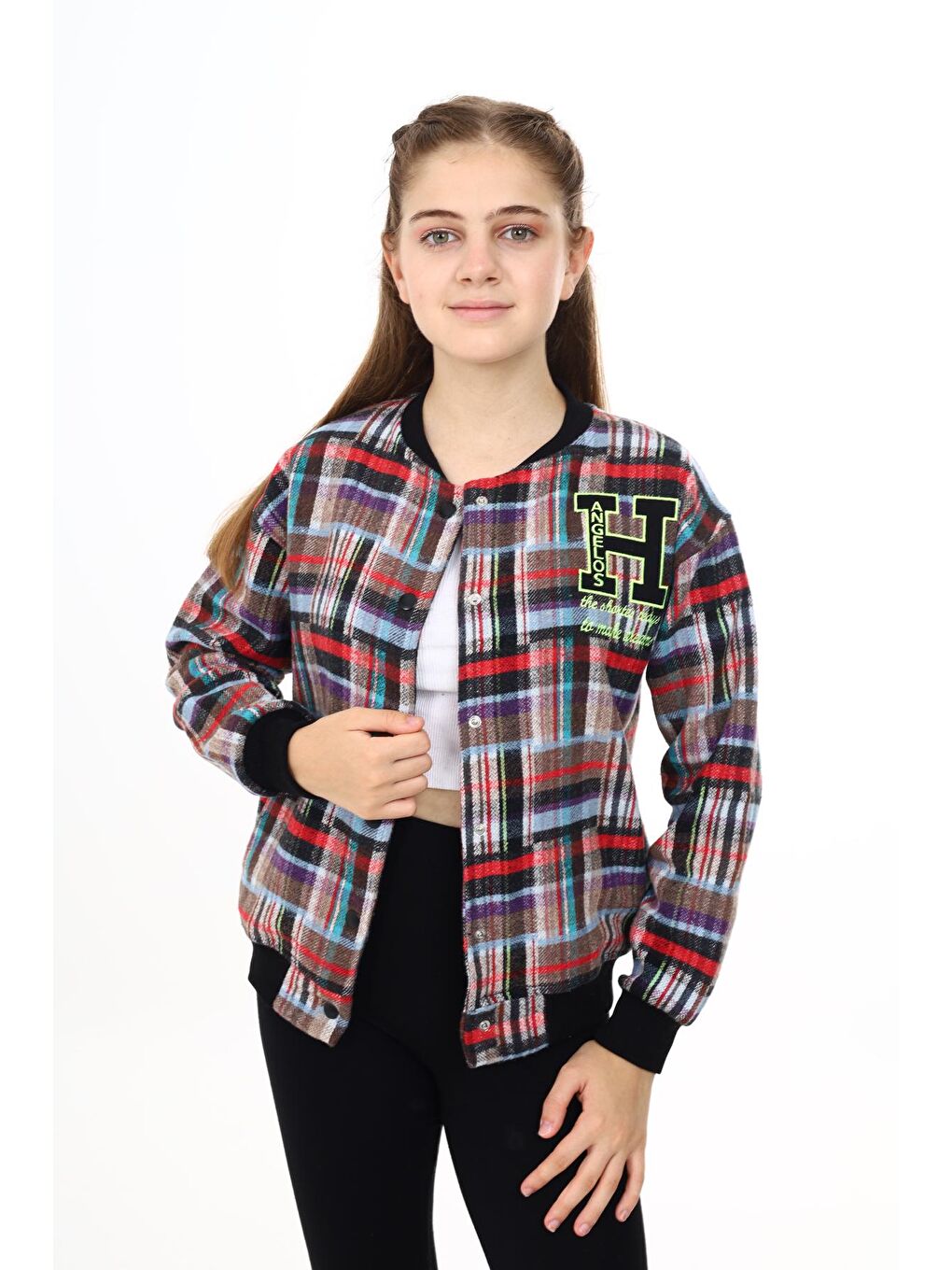 Mor Kız Çocuk Kolej Tarz Kaşe Ceket 7 -13 Yaş Lx286-3